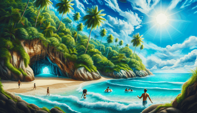 Cette plage possède une grotte cachée dans laquelle vous pouvez nager