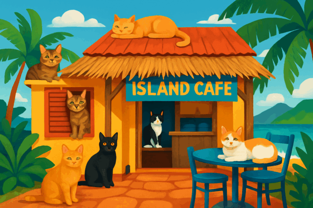 Este café da ilha é administrado por gatos — sim, é verdade